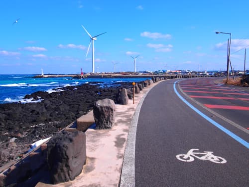 チェジュ島の整備された道路