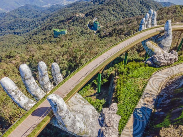 Golden bridge at the top of the Ba Na Hills