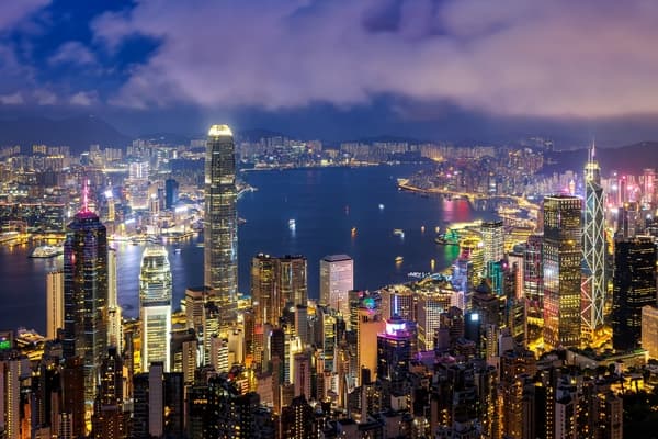 香港の街並みの夜景